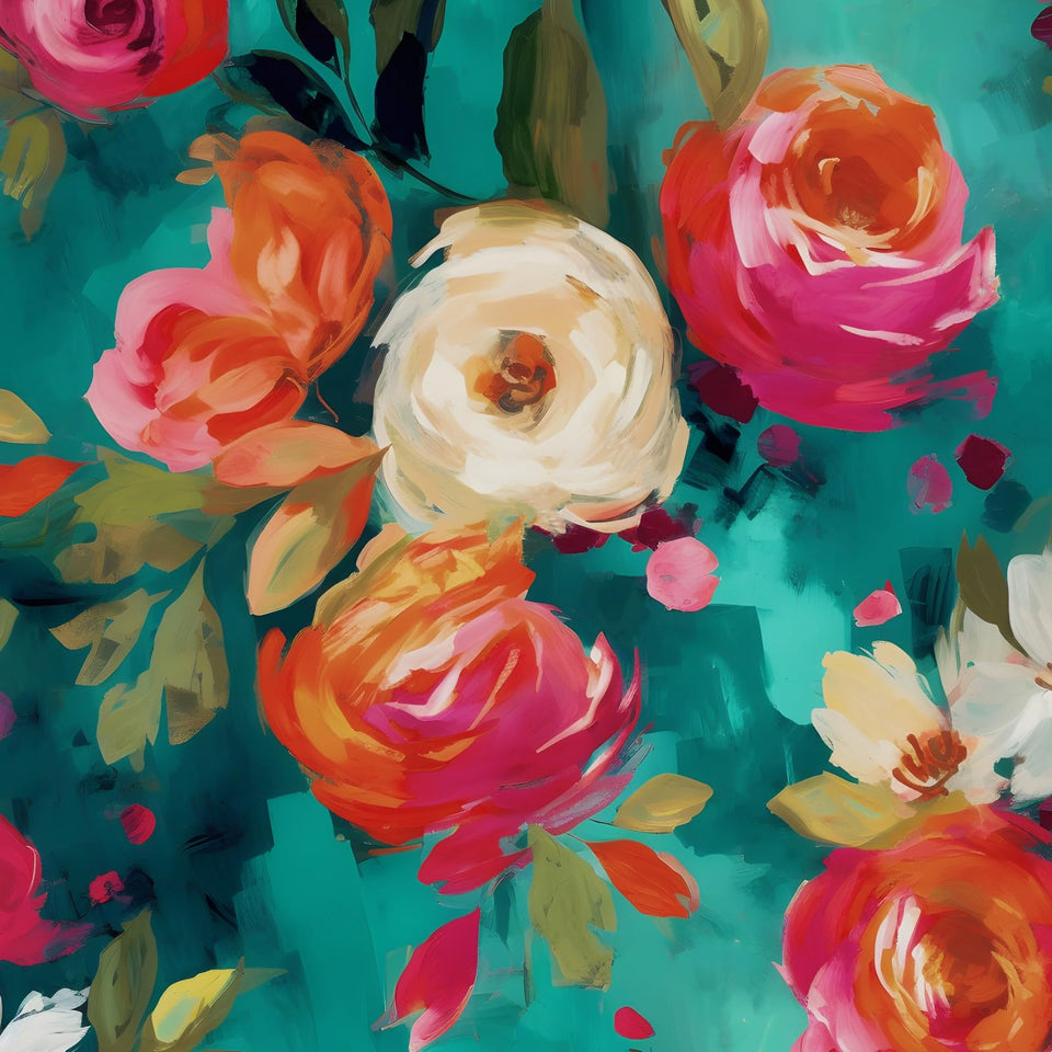 BOKEBEVE watercolor floral wallpaper in blue for walls and cabinets