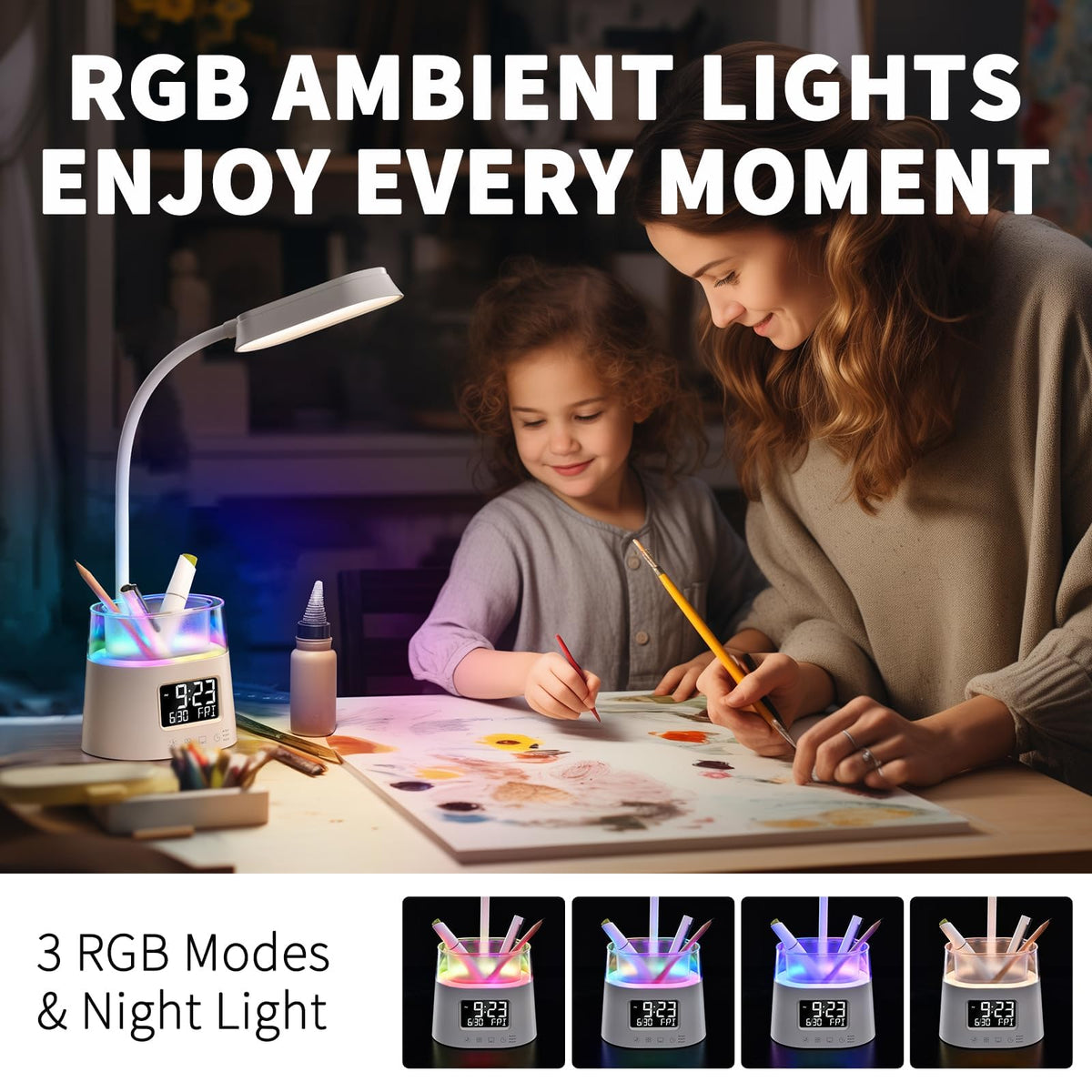 Bokefo LED desk lamp with 360° gooseneck for precise, flexible task lighting.