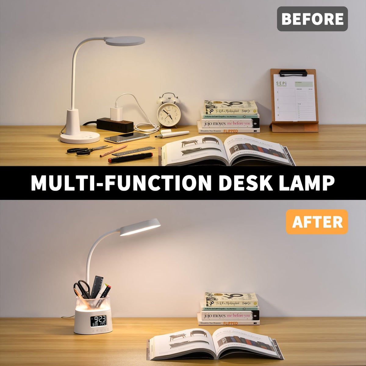 Bokefo LED desk lamp touch panel enables quick, clean control.