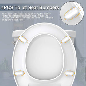 BoldSTARK round toilet seat includes rubber bumpers for comfort.
