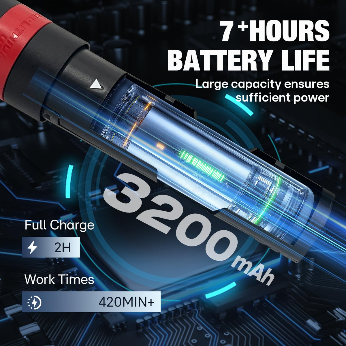 BolidTec 3200mAh replacement battery for Milwaukee flashlight 2112-21, consistent brightness on site.