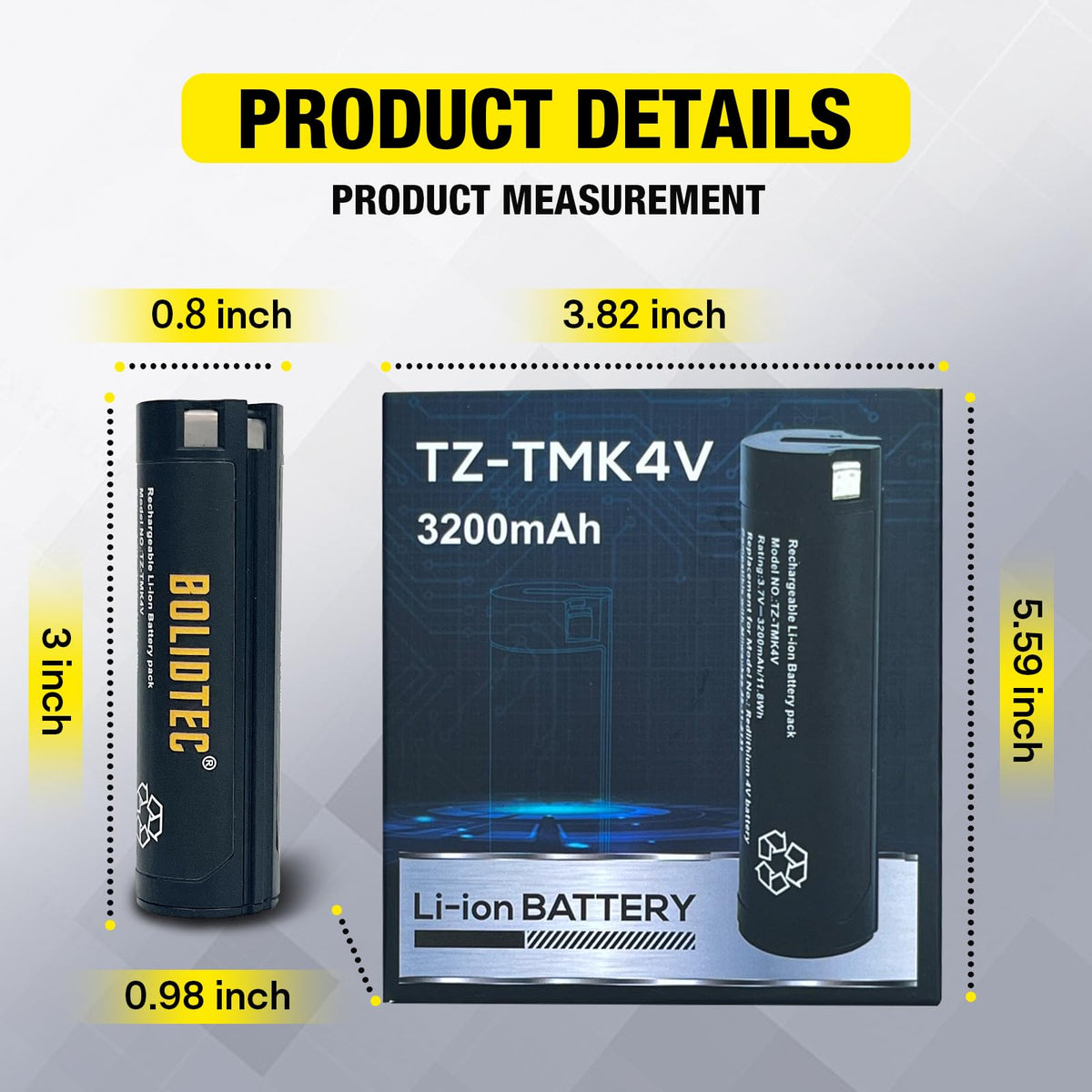 BolidTec 3200mAh replacement battery for Milwaukee headlamp 2163-21, reliable power for long shifts.