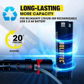 BolidTec compact power pack for Milwaukee tools fits tight spaces.
