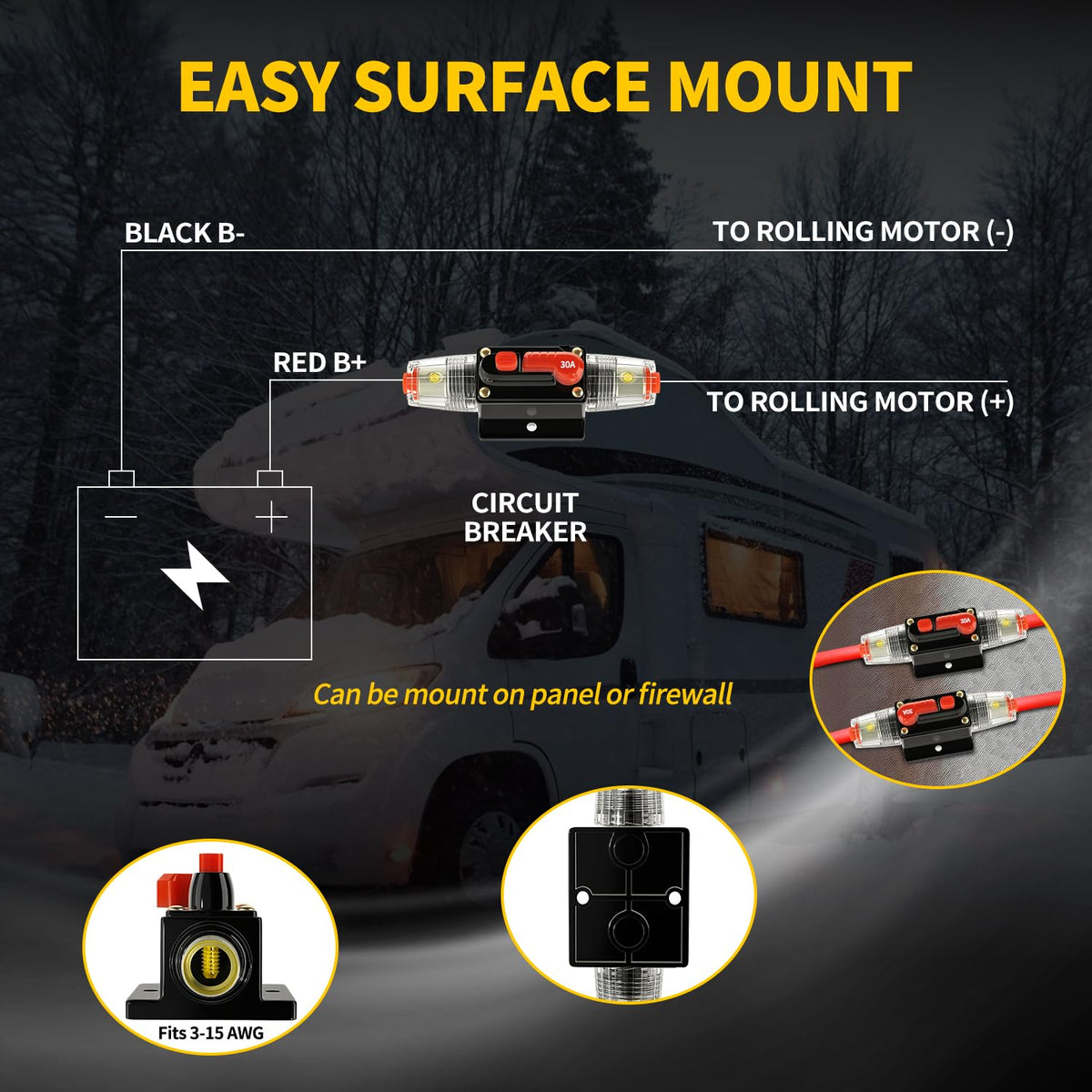 Bolipoeq 30A mounting screws included for quick panel install