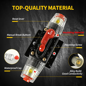 Bolipoeq 50A DC circuit breaker side view showing compact, easy-panel install.
