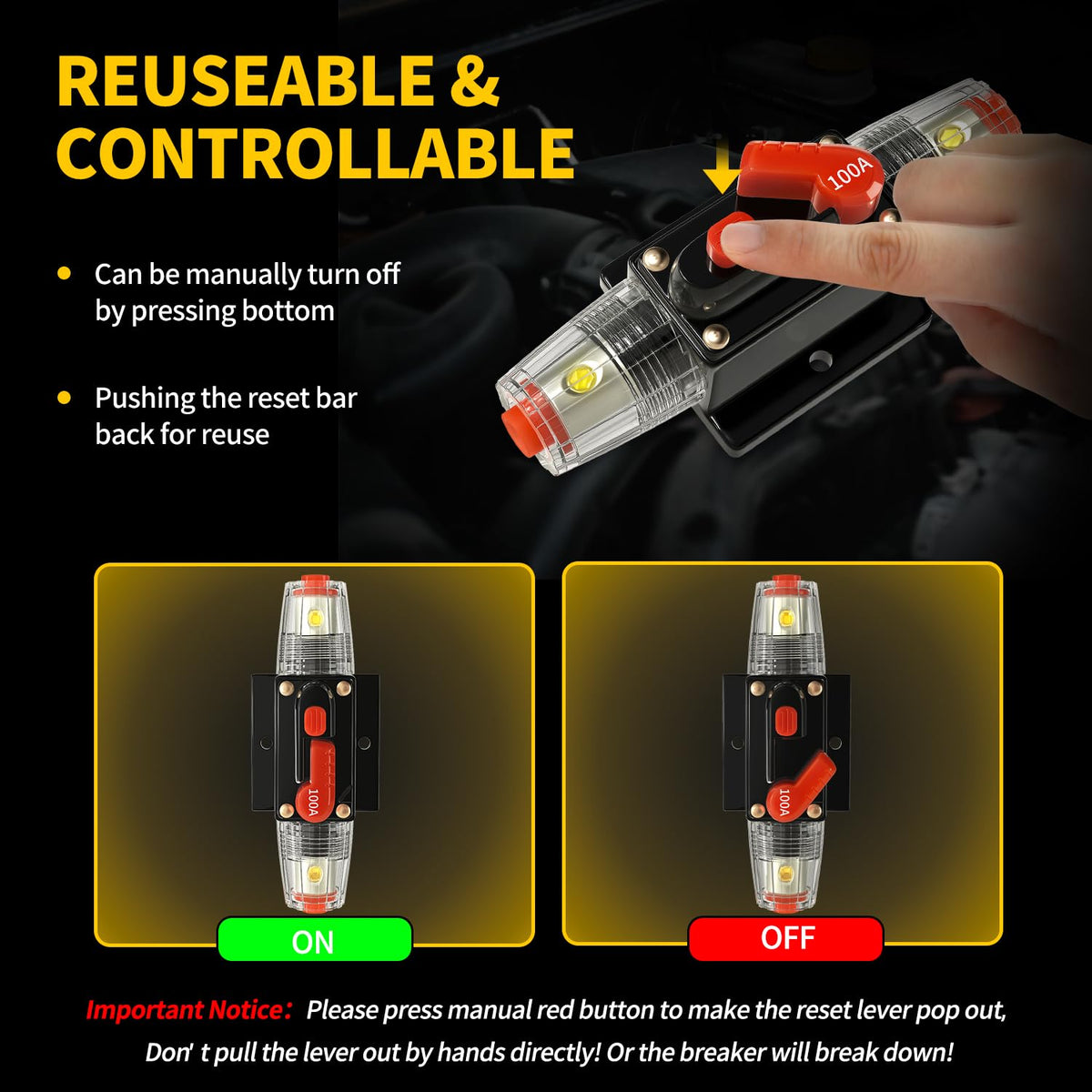 Bolipoeq manual reset lever image shows convenient reset and kill-switch potential.