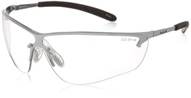 Bollé Silium safety eyewear with silver frame for wide eye coverage in industrial settings