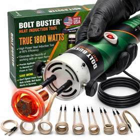 Bolt Buster induction heater front view highlights compact design for mobile shops.