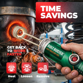 Bolt Buster in action illustrating safe, spark-free heat for near fuel lines.