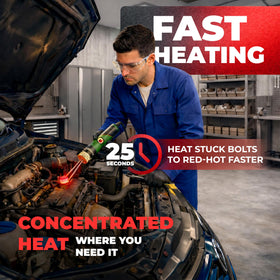 Bolt Buster induction heater side profile demonstrates ergonomic handheld form for on-site work.