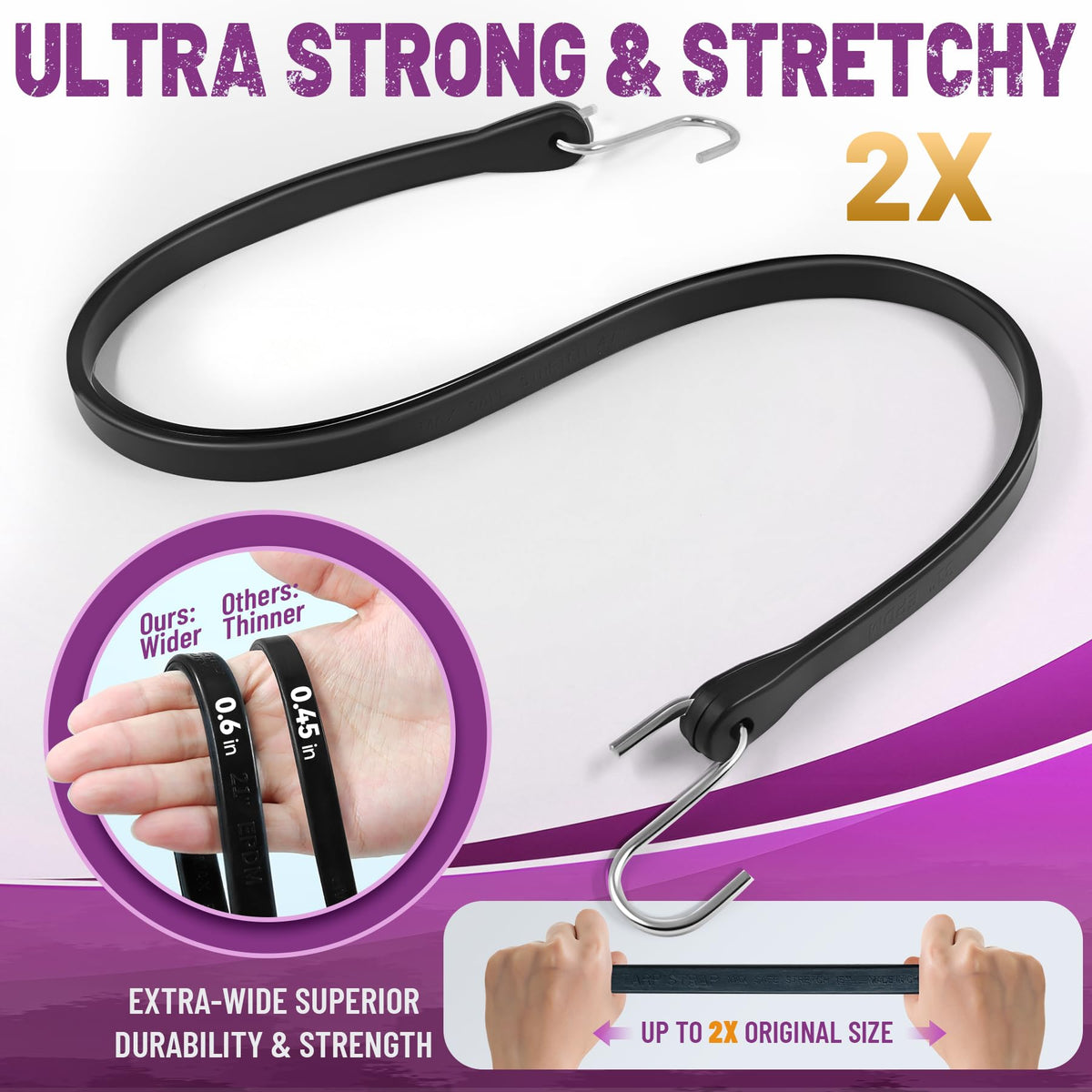 Bolvixor 21-inch bungee cords with hooks for tarps and bikes