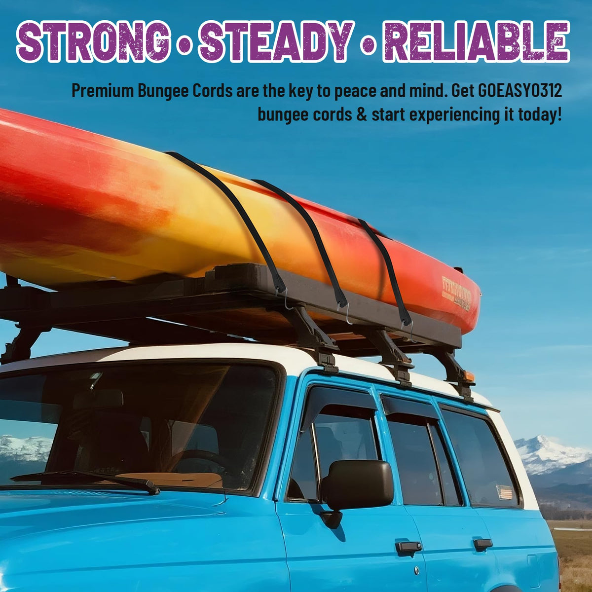 Bolvixor bungee cords securing cargo on truck or camping setup
