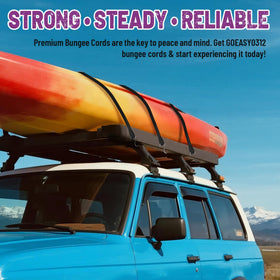 Bolvixor bungee cords securing cargo on truck or camping setup