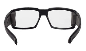 BOMBER safety glasses with gray foam padding enhance comfort during wear.