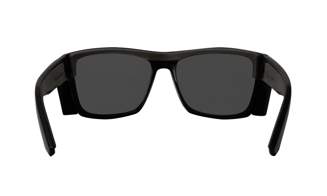 BOMBER safety glasses meet ANSI Z87+ standards with side shields.