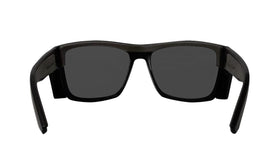 BOMBER safety glasses meet ANSI Z87+ standards with side shields.