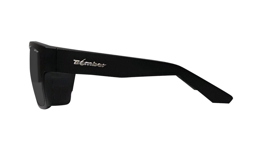 BOMBER safety glasses removable side shields for adaptable protection.
