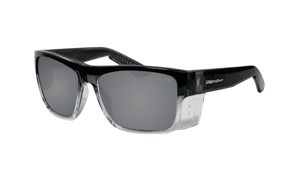 BOMBER safety glasses with smoke crystal frame for all-day comfort and clear vision