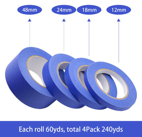 BOMEI PACK blue painters tape 3/4 inch roll ideal for small trim projects and easy tear