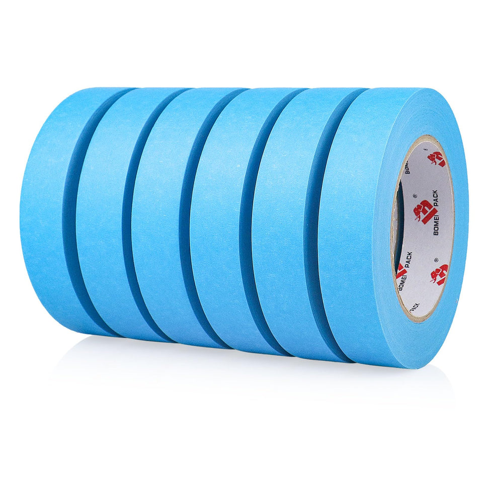BOMEI PACK blue painter's tape six-roll pack for clean, precise edges.