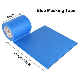BOMEI PACK blue painter's tape applied to various surfaces, residue-free removal.