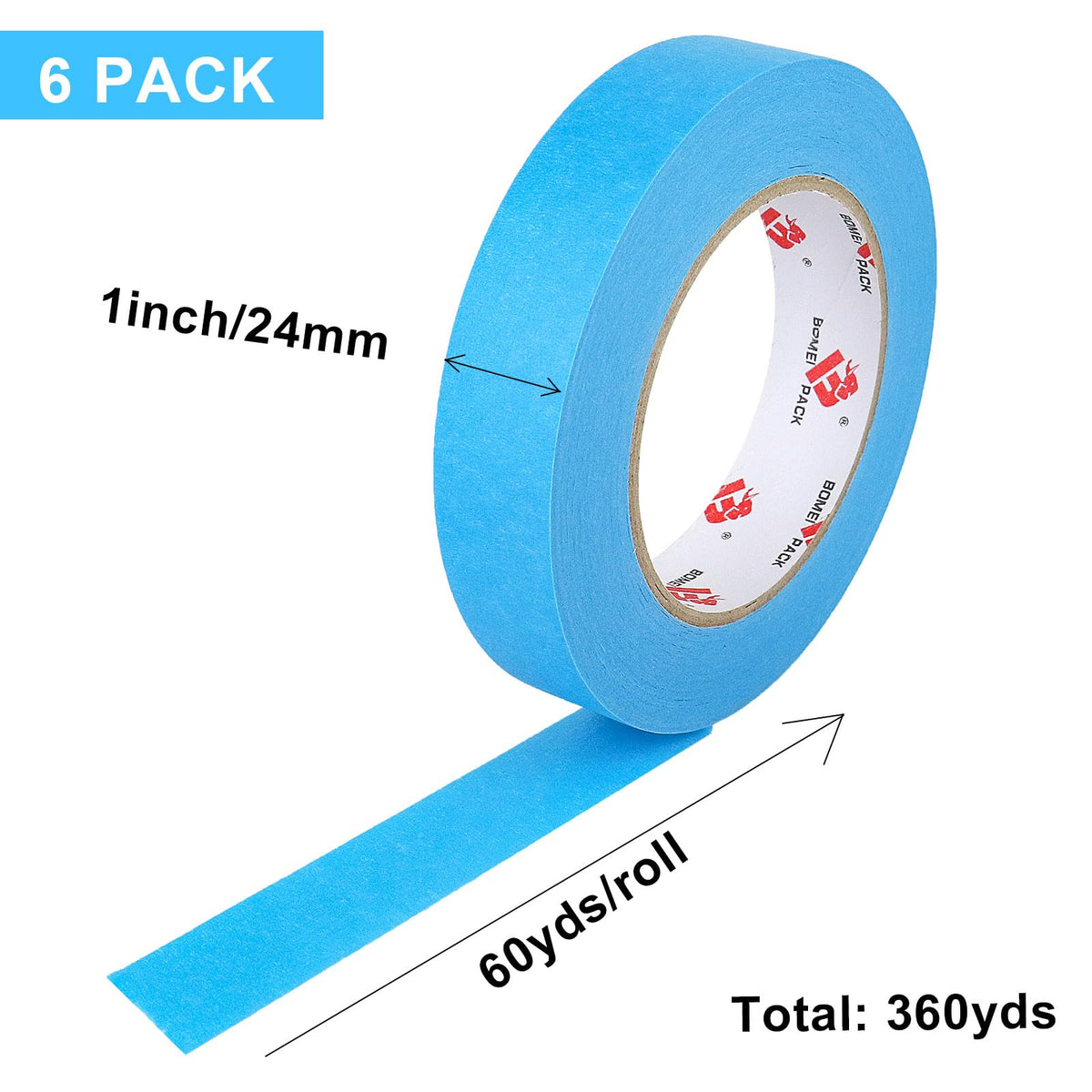 BOMEI PACK blue painter's tape easy-tear for quick masking jobs.