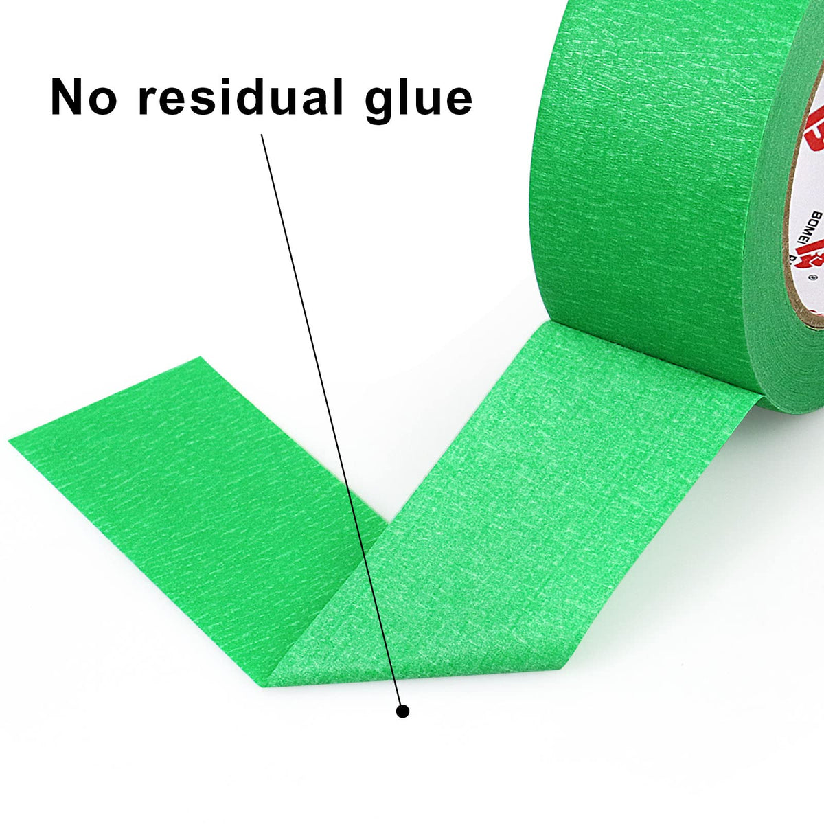 BOMEI PACK green tape applied on wall trim for painting masking.