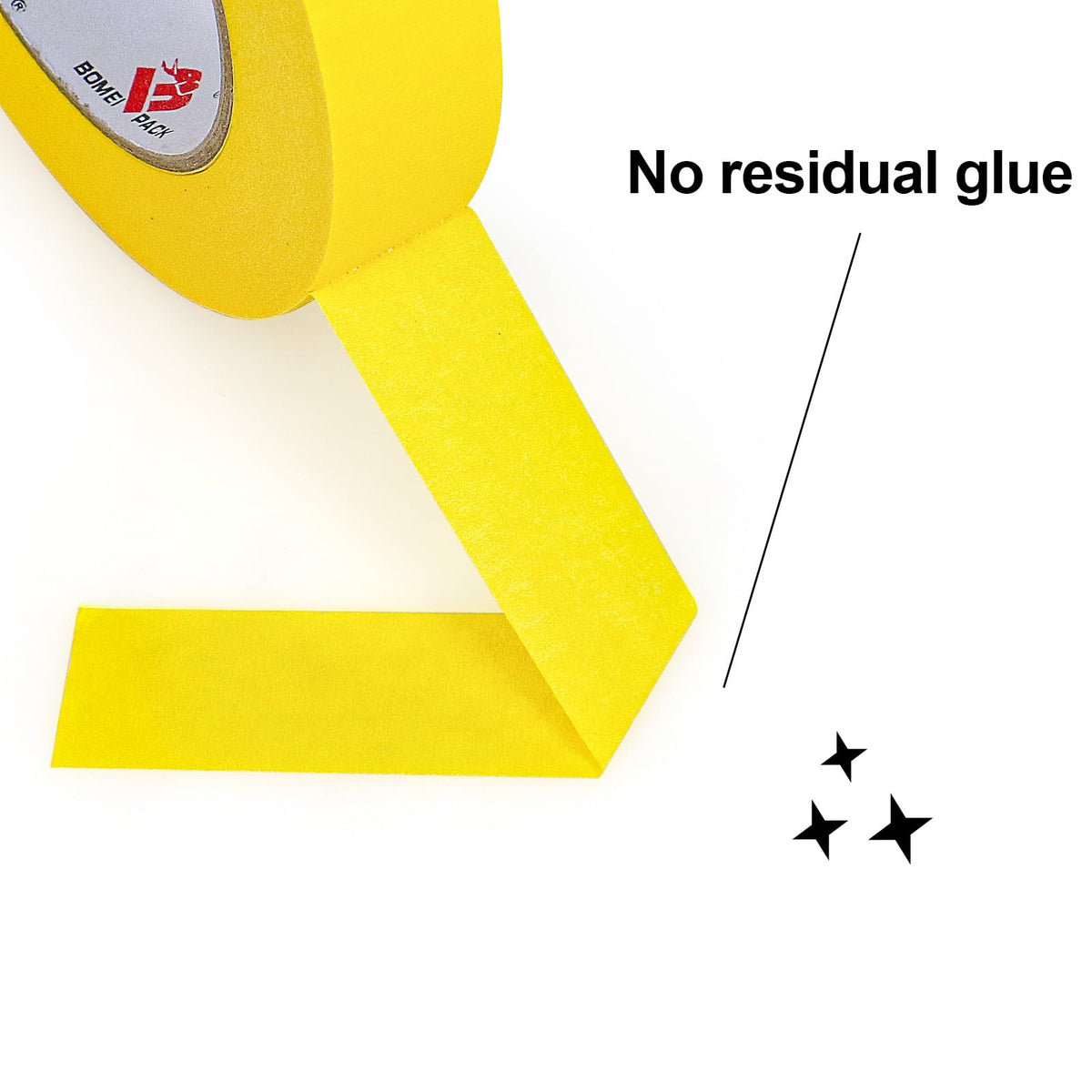 BOMEI PACK multi-purpose yellow tape sticks reliably yet removes cleanly for DIY jobs.
