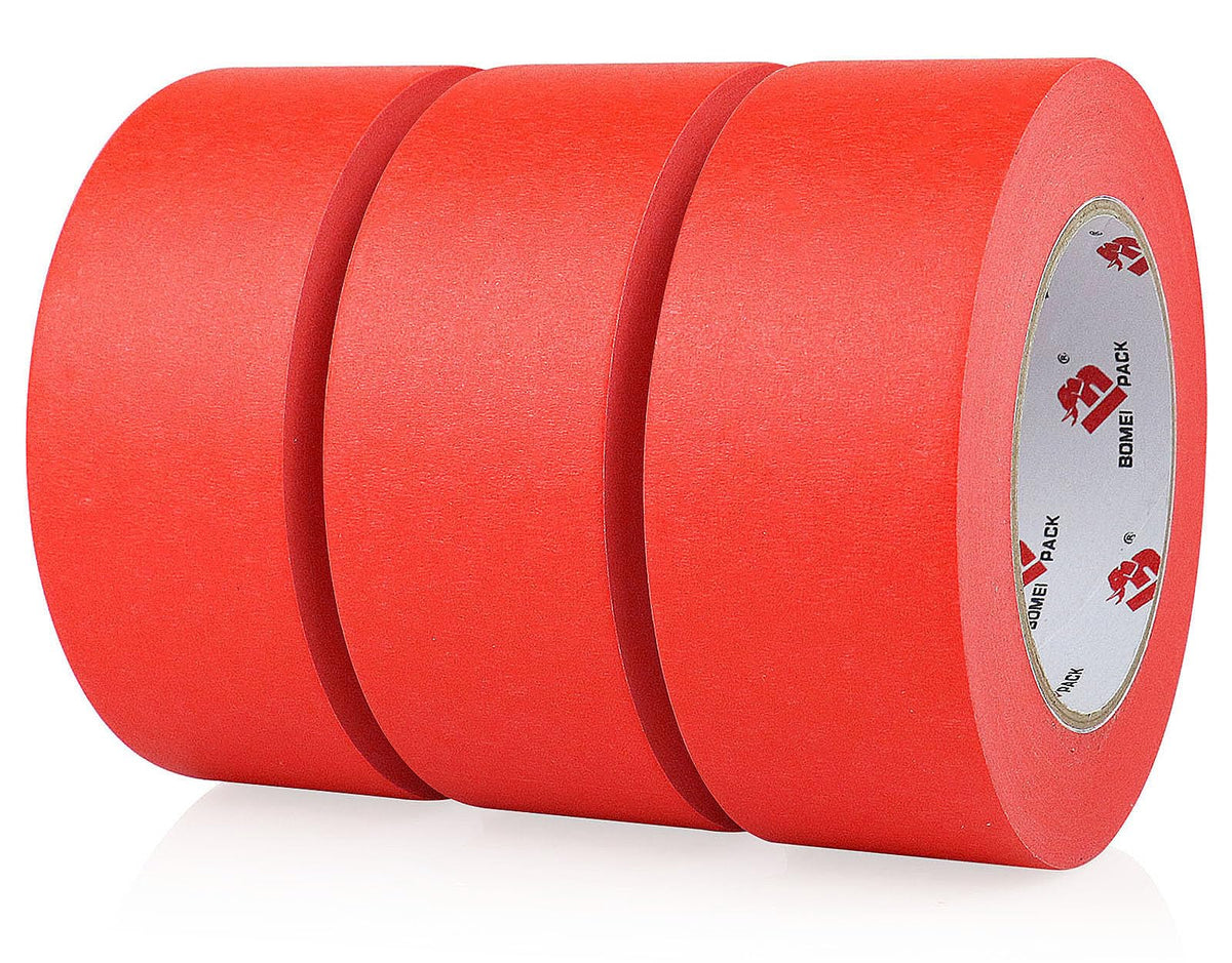 BOMEI PACK red painter's tape for sharp lines on walls and trim, ideal for DIY projects.