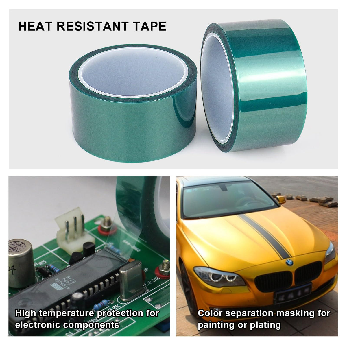 BOMEI PACK tape applied along a surface edge to prevent bleed during bake
