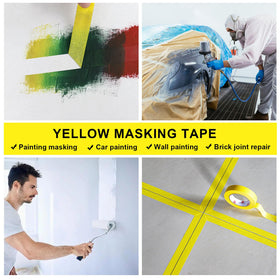 BOMEI PACK yellow 1in masking tape durable and flexible for multi-surface use.