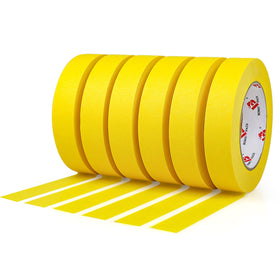 BOMEI PACK yellow painter's tape six-roll set creates crisp painting borders.