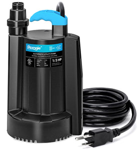 BOMGIE 1/3 HP pump front view, compact and durable for efficient water removal