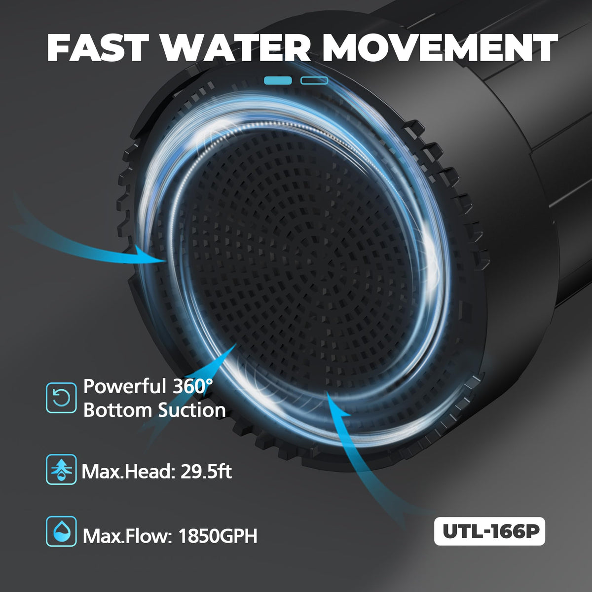 BOMGIE drain pump with detachable screen filtering debris.