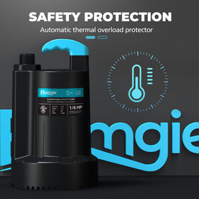 BOMGIE sump pump with ergonomic handle for easy portability.
