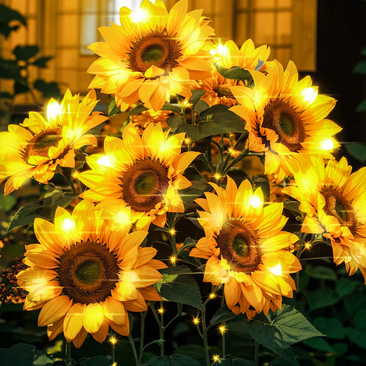 BOMIER solar flowers 3-pack decorative lights for year-round outdoor ambiance.