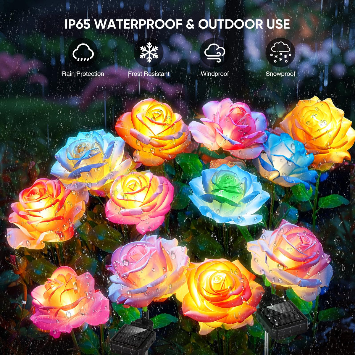 BOMIER solar flowers auto on/off lights simplify garden lighting.