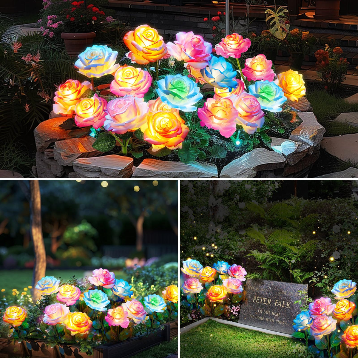 BOMIER solar flowers garden decor enhances patios, yards.