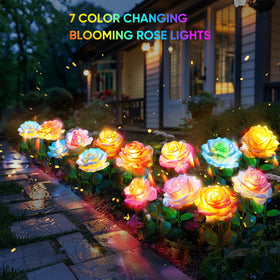 Bomier color-changing solar pathway lights switch smoothly through colors for festive outdoor ambience.