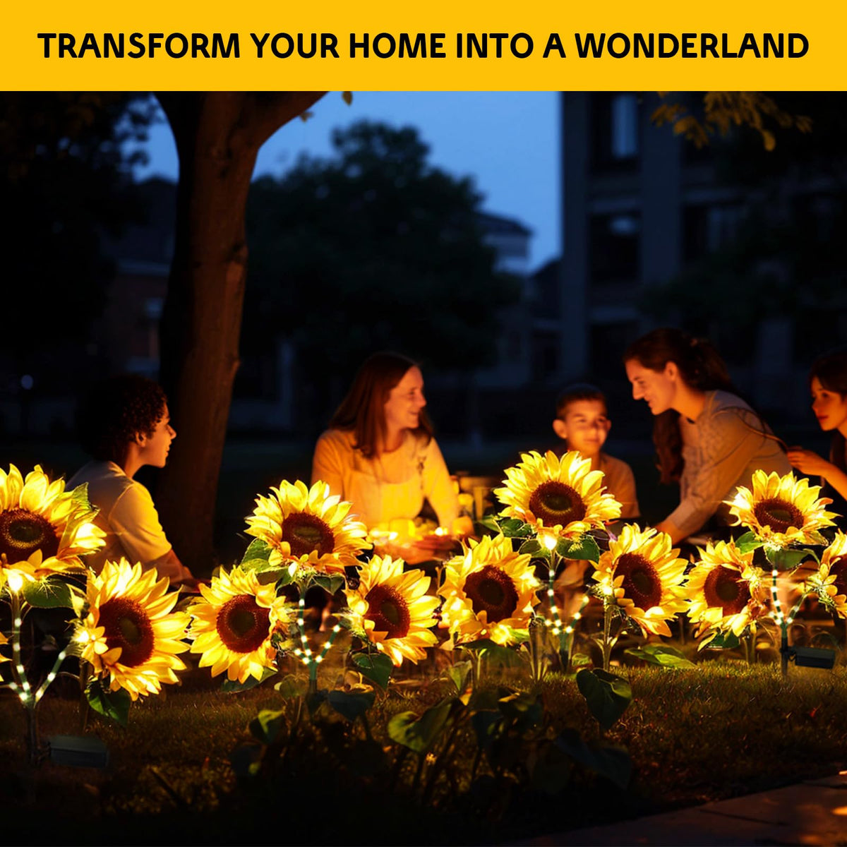 BOMIER solar pathway lights with adjustable stems for customized yard accents.