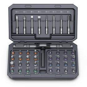 Bomivoi 42-in-1 magnetic screwdriver set with detachable ratchet handle for versatile repairs.
