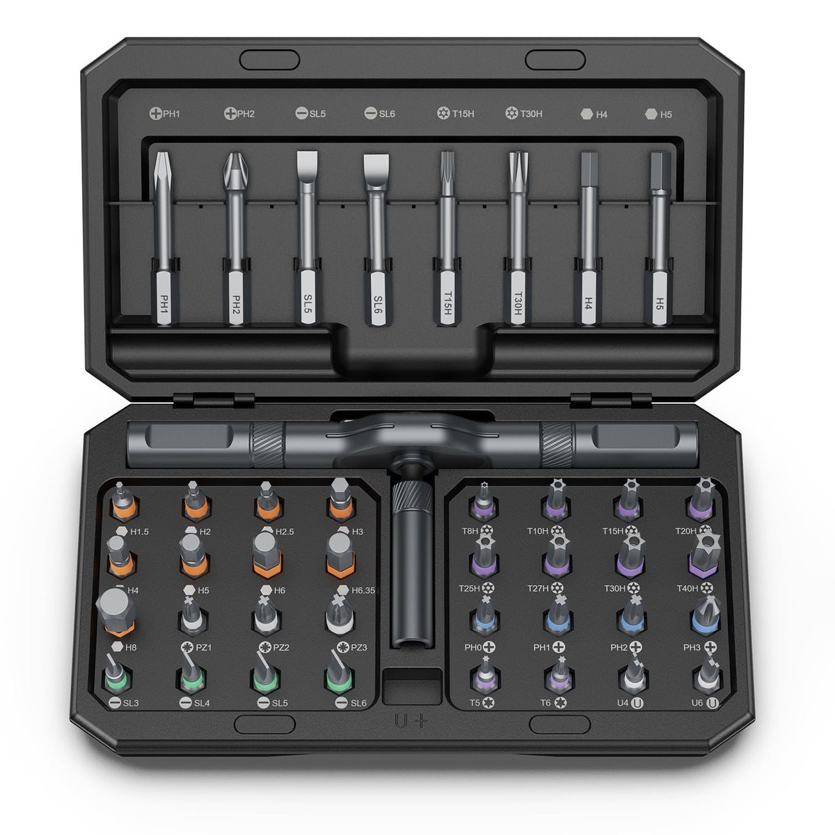 Bomivoi 42-in-1 magnetic screwdriver set handle for versatile repairs.
