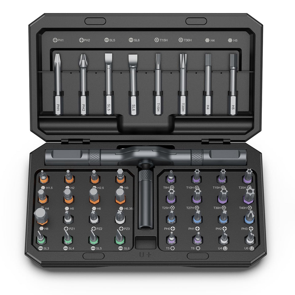Bomivoi 42-in-1 magnetic screwdriver set handle for versatile repairs.