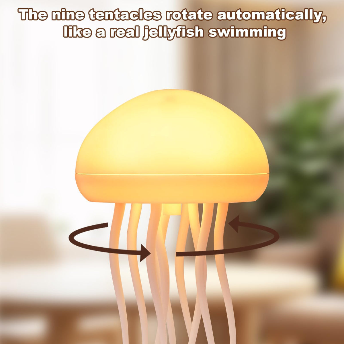 BomKra Jellyfish Lamp RGB gradient lights create mood lighting.