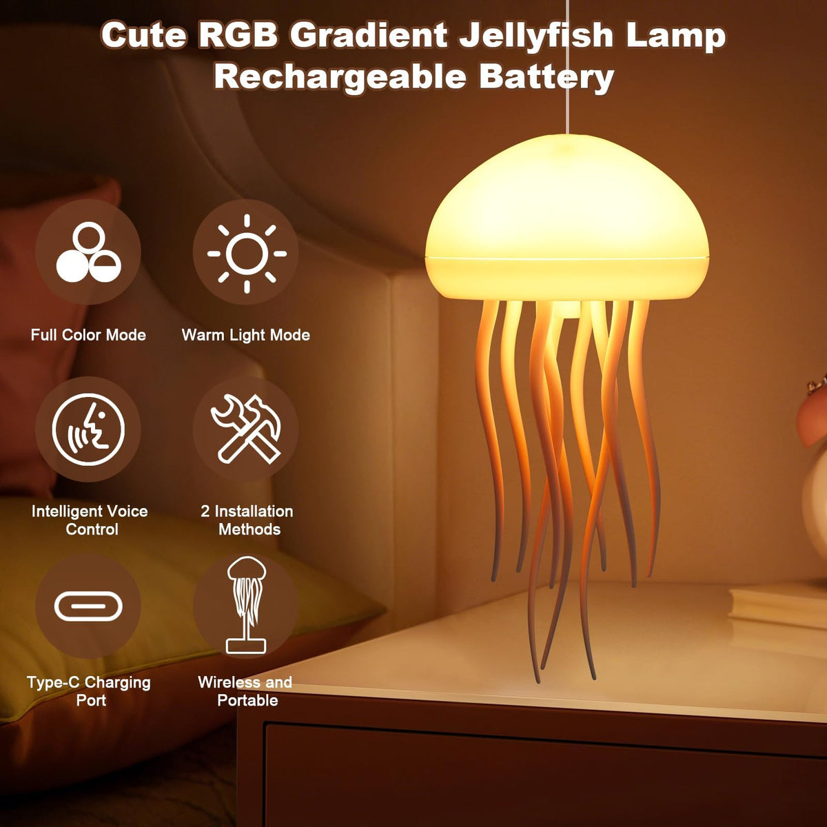 BomKra Jellyfish Lamp touch sensor for easy control.