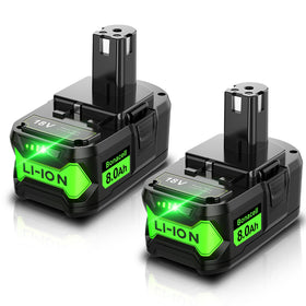 Bonacell 18V 2-pack front view highlighting upgraded 8000mAh capacity.