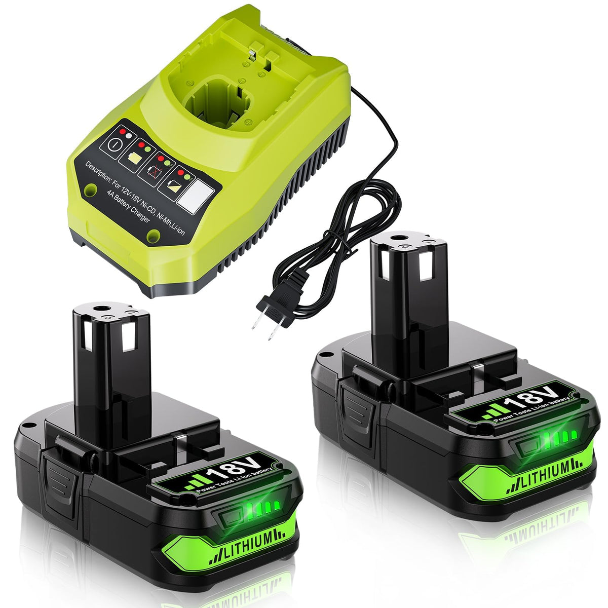 Bonacell 18V 4000mAh battery showing extended runtime for Ryobi tools.