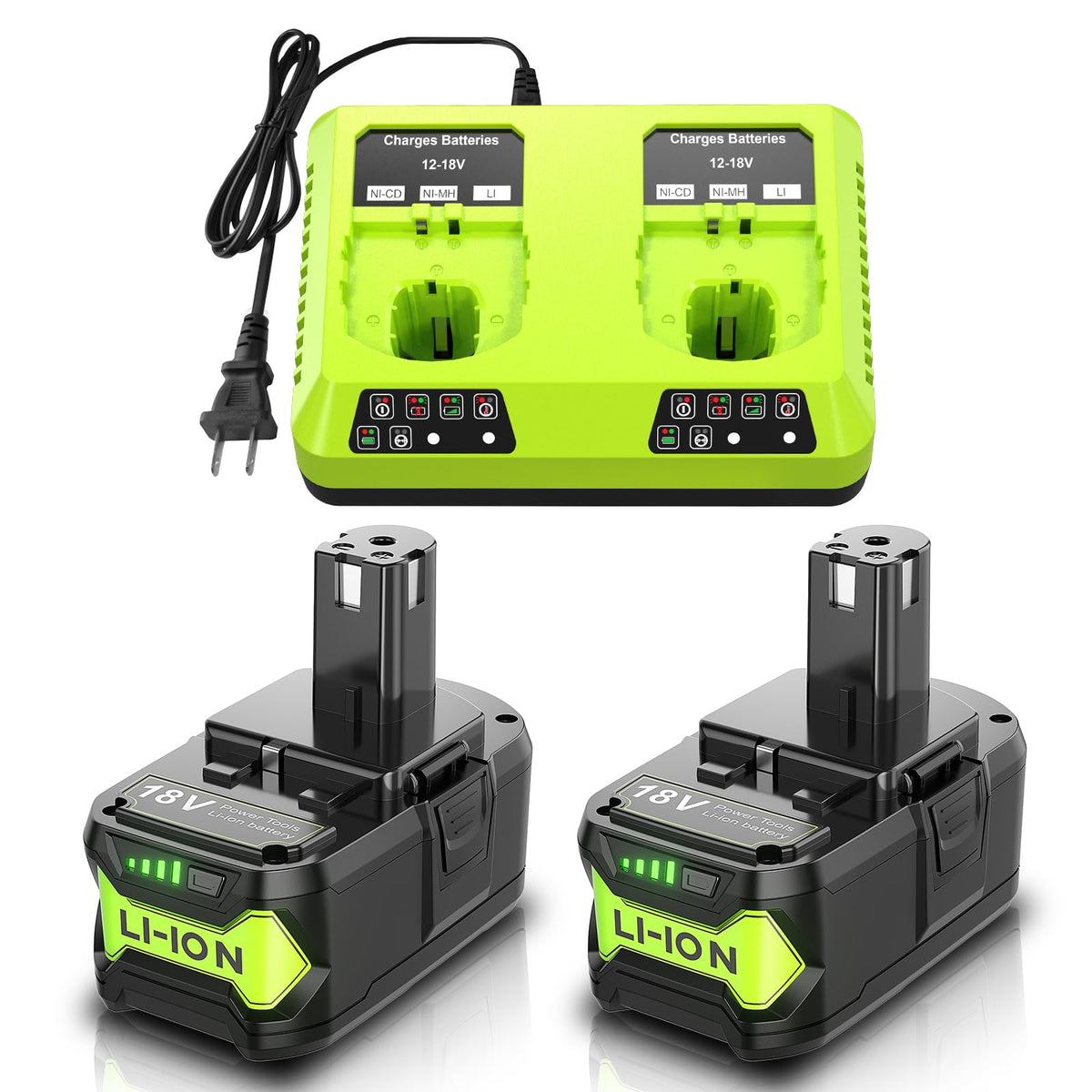 Bonacell 18V battery front view with 8000mAh capacity and LED indicator.