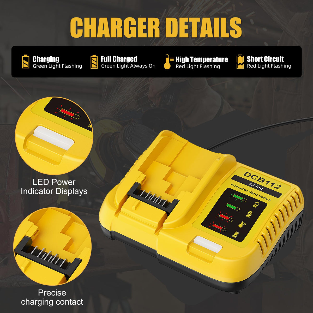 Bonacell battery LED indicator shows charge level at a glance.