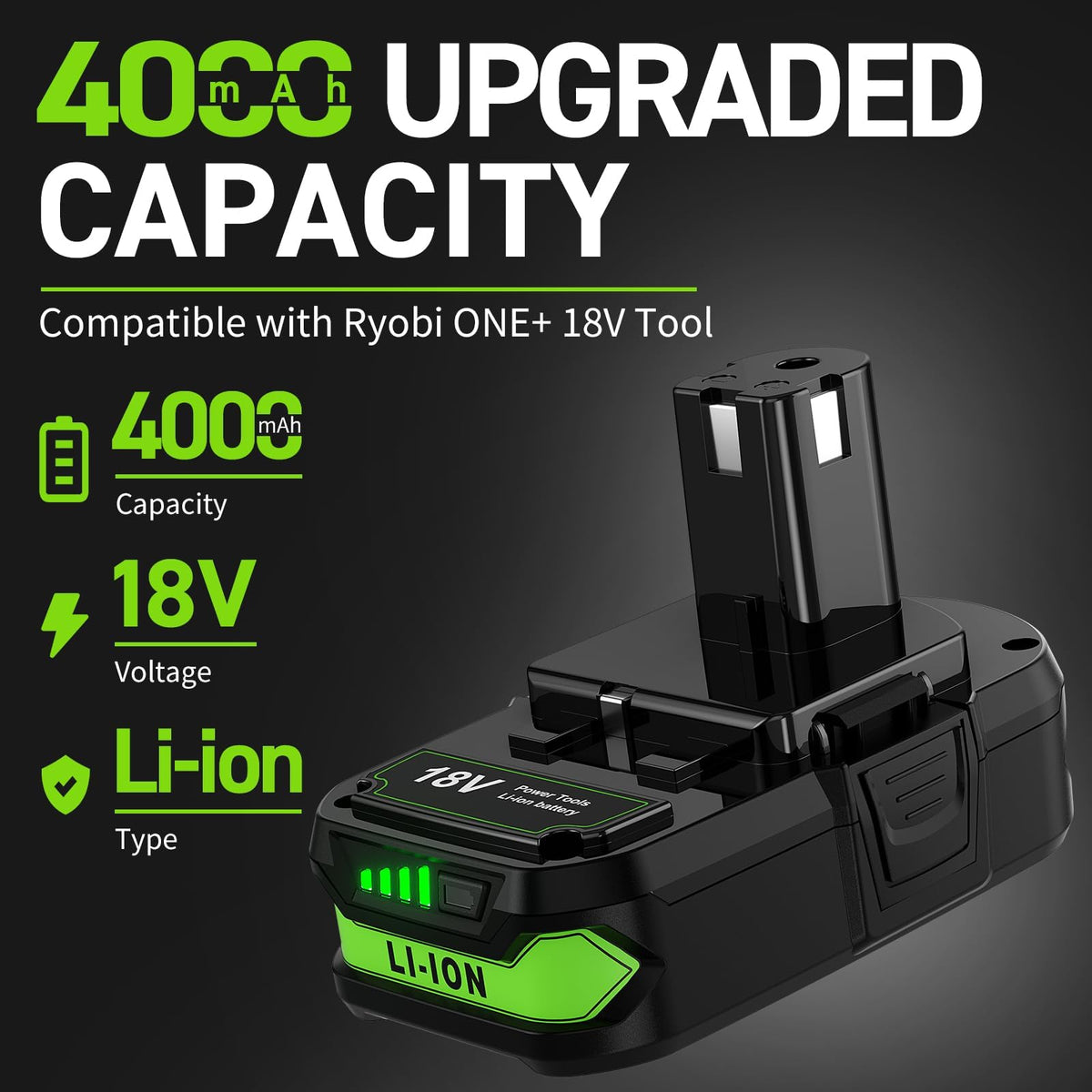 Bonacell charger kit powering Ryobi 12–18V batteries with versatile input.